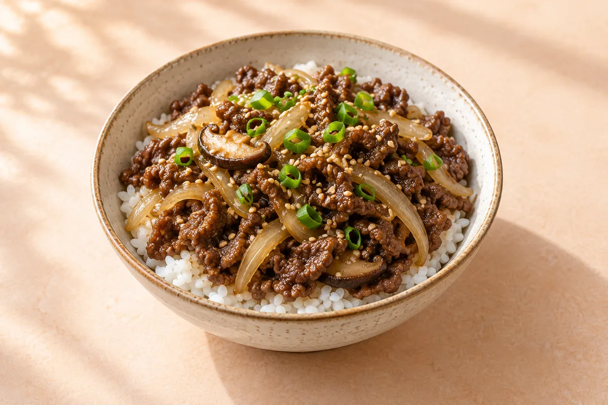 불고기 덮밥 완성 모습 참고 · AI 생성 이미지