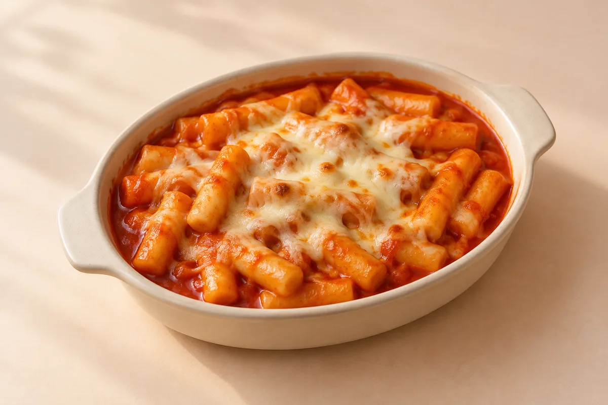 떡볶이 치즈 그라탕 완성 모습 참고 · AI 생성 이미지