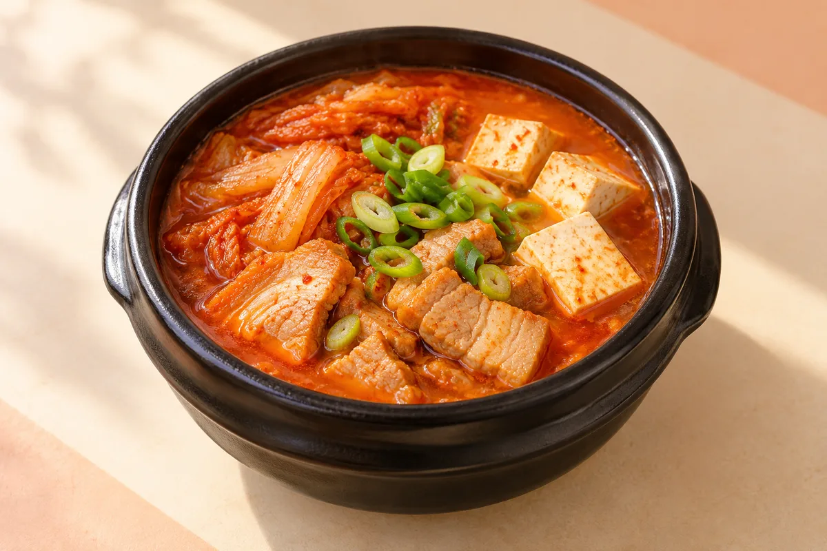 돼지고기 김치찌개 완성 모습 참고 · AI 생성 이미지