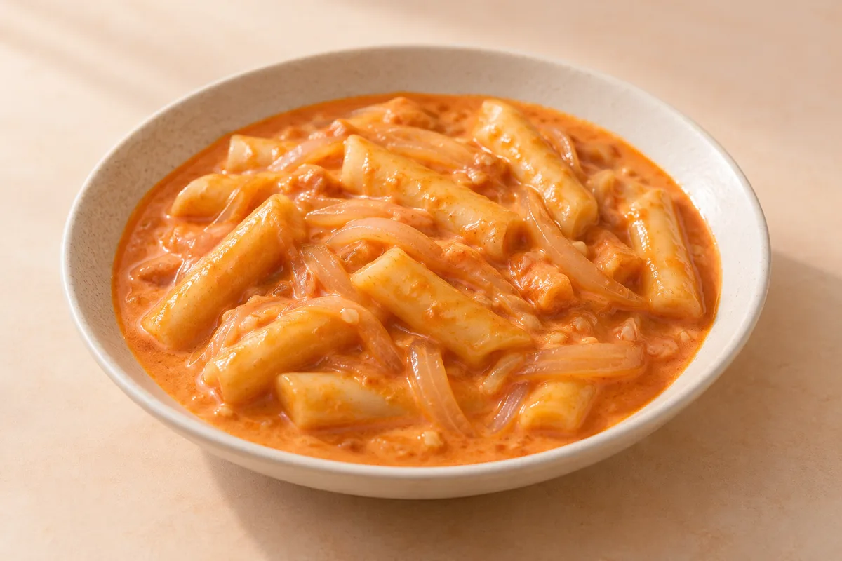 로제 떡볶이 완성 모습 참고 · AI 생성 이미지
